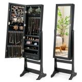 $179 Costway Lockable Mirrored Jewelry Cabinet with LED Lights