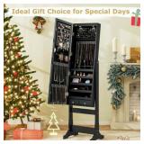 $179 Costway Lockable Mirrored Jewelry Cabinet with LED Lights