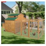 112" Chicken Coop with Run, Wooden Hen House, Nesting Box