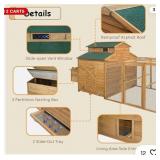 112" Chicken Coop with Run, Wooden Hen House, Nesting Box