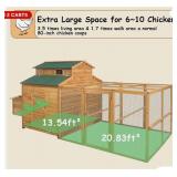 112" Chicken Coop with Run, Wooden Hen House, Nesting Box