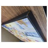 $87 Painted Flowers Line Drawing, 16 x 16, Black Frame, Multi-Color