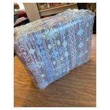 (Larger than pictured) Washable Moroccan Area Rug, Grey & Blue