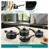 Mainstays 7 Pc Non-Stick Aluminum Cookware Set, Black