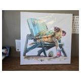 Green Canvas Wall Art - Turtle on Beach Chair, 30 x 30