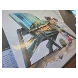 Green Canvas Wall Art - Turtle on Beach Chair, 30 x 30