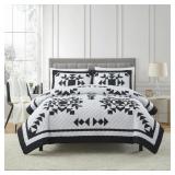 Mainstays 7 Piece Black & White Quilt Set with Sheets, Full