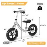 Aluminum Adiustable No Pedal Balance Bike for Kids Age 2+ Years Old