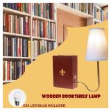 Wooden Bookshelf Lamp with Bulb, Vintage Book Sconce, Classic