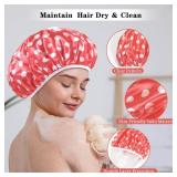 3PC Reusable Shower Caps & 3 Pairs Exfoliating Bath Gloves