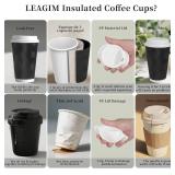 100 Set - 16 oz Disposable Coffee Cups with Lids for Hot Drinks
