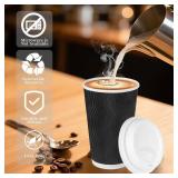 100 Set - 16 oz Disposable Coffee Cups with Lids for Hot Drinks