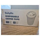 100 Set - 16 oz Disposable Coffee Cups with Lids for Hot Drinks