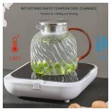 Glass Pitcher with Lid, 47 oz, Hand Blown, Heat Resistant