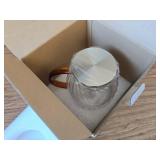 Glass Pitcher with Lid, 47 oz, Hand Blown, Heat Resistant