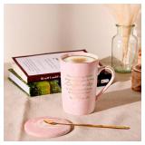 YHRJWN Gifts for Daughter-in-Law: 14 Oz Pink Coffee Mug & Candle