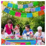 2 pack!! 68ft Mexican Party Banners, 9 Patterns Plastic Papel Picado