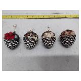 Vintage Woodland Pinecone Christmas Ornaments Set of 4