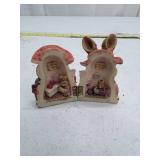 Vintage Hinged Bunny House Poly Stone Sculpture