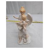 Vintage Porcelain Angel Figurine with Cherubs and Violin