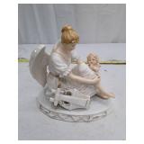 Vintage Porcelain Angel Figurine with Cherubs and Violin