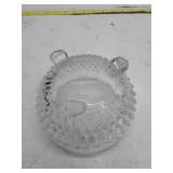 Vintage Diamond Cut Crystal Heart-Shaped Bowl