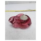 Vintage Red Glass Bunny Votive Candle Holder