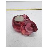 Vintage Red Glass Bunny Votive Candle Holder