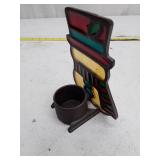 Vintage Stained Glass Boot Candle Holder