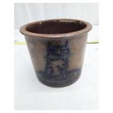 Vintage Clay Crucible with Blue Marking