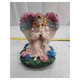 Vintage Praying Angel Figurine with Roses Music Box