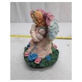 Vintage Praying Angel Figurine with Roses Music Box