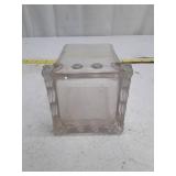 Vintage Square Glass Vase with Decorative Base