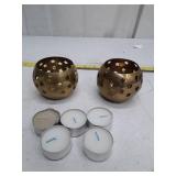 Bronze Star Pattern Candle Holders with Tea Lights