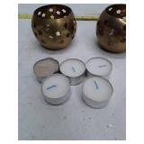 Bronze Star Pattern Candle Holders with Tea Lights