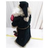 Traditional Santa Claus Decorative Figure in Green Velvet Robe