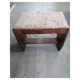 Antique Upholstered Wood Bench