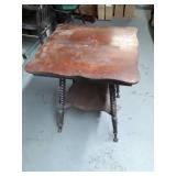 Antique Spindle Leg Side Table with Scalloped Edge, claw and ball