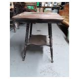 Antique Spindle Leg Side Table with Scalloped Edge, claw and ball