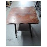 Antique Spindle Leg Side Table with Scalloped Edge, claw and ball