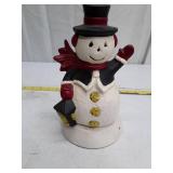 Decorative Ceramic Snowman Figurine with Top Hat and Red Scarf