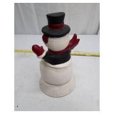 Decorative Ceramic Snowman Figurine with Top Hat and Red Scarf