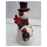 Decorative Ceramic Snowman Figurine with Top Hat and Red Scarf