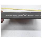 Regal Silver Iris 3-Piece Dresser Set Silver Plate and 24K Gold Plate