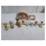 Vintage Porcelain Nativity Scene Set with Stable
