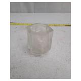 Vintage Hexagonal Glass Candle Holder with Pine Tree Design