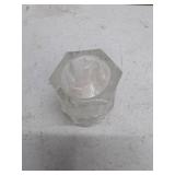 Vintage Hexagonal Glass Candle Holder with Pine Tree Design