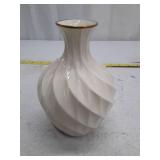 Lenox White Porcelain Swirl Vase with Gold Trim
