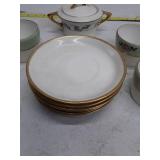 Vintage Rose Pattern Tea Set with Gold Trim, one cup chipped, see pictures.