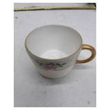 Vintage Rose Pattern Tea Set with Gold Trim, one cup chipped, see pictures.